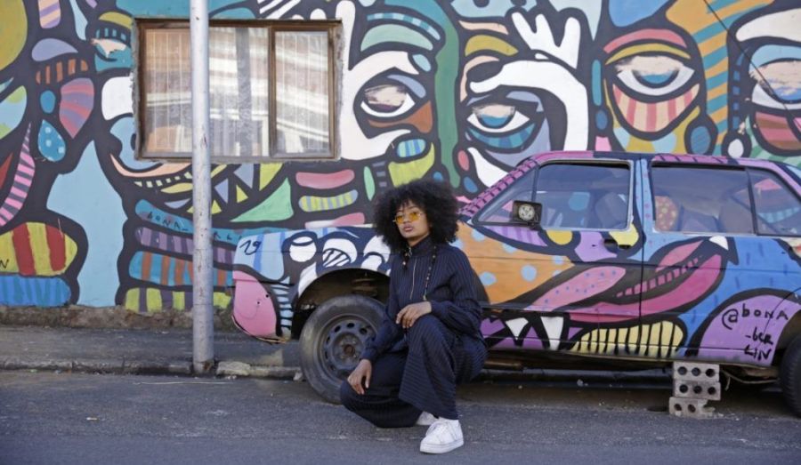 Graffiti, Girl posing in front of a graffiti painted car, Street Art,
